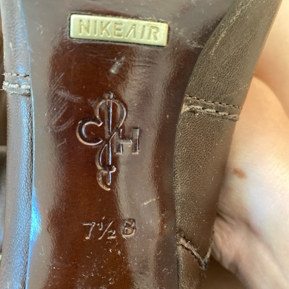 Cole Haan x Nike Air Knee High Brown Leather Boots with 4” Heel - Picture 2 of 3